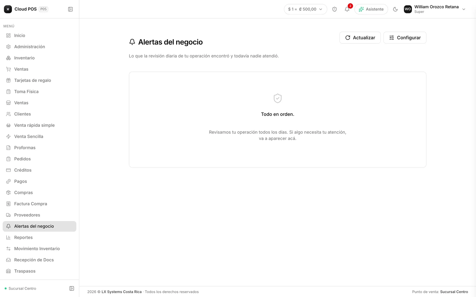 La bandeja donde aparece lo que la revisión diaria encontró.