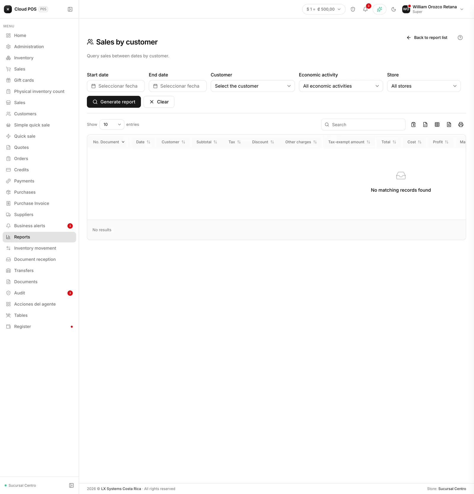 Cost, profit, and profitability, document by document, alongside what the report already showed.