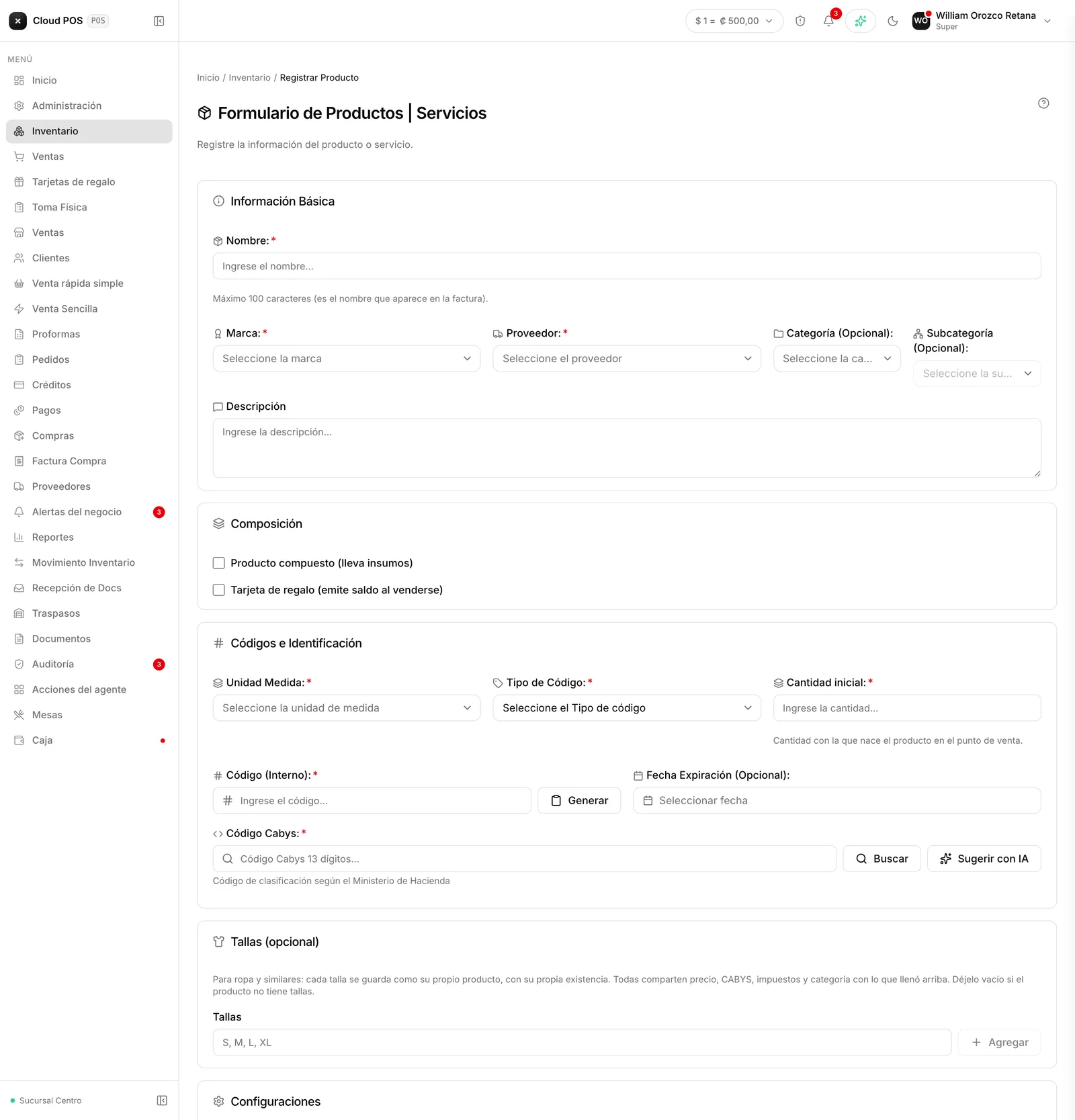 La ficha del producto.
