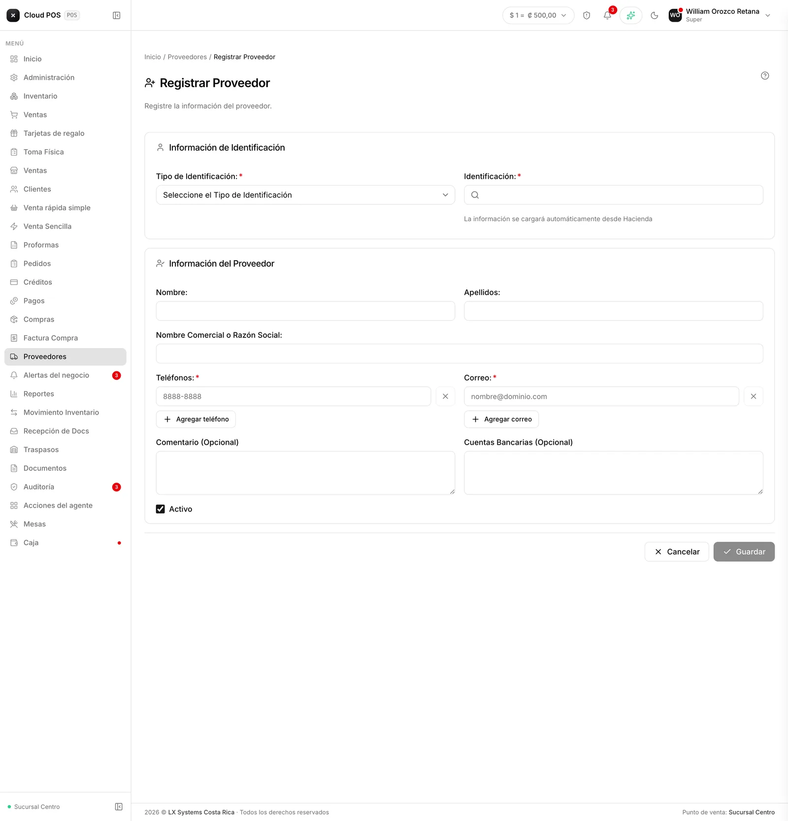 La ficha, con los datos que llegan de Hacienda ya cargados.