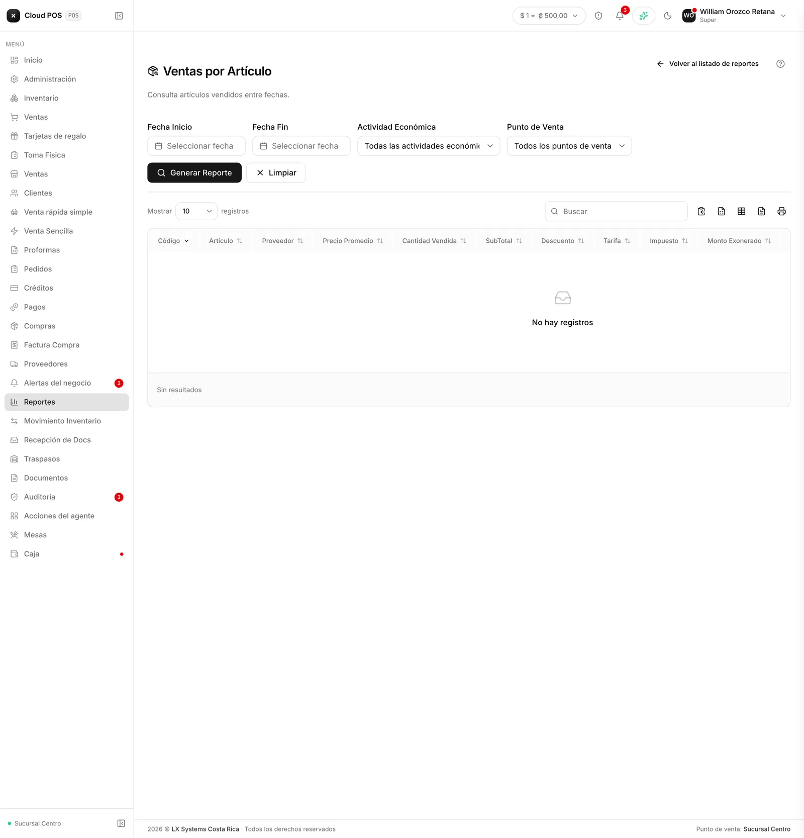 Los productos vendidos con su cantidad y su ganancia.