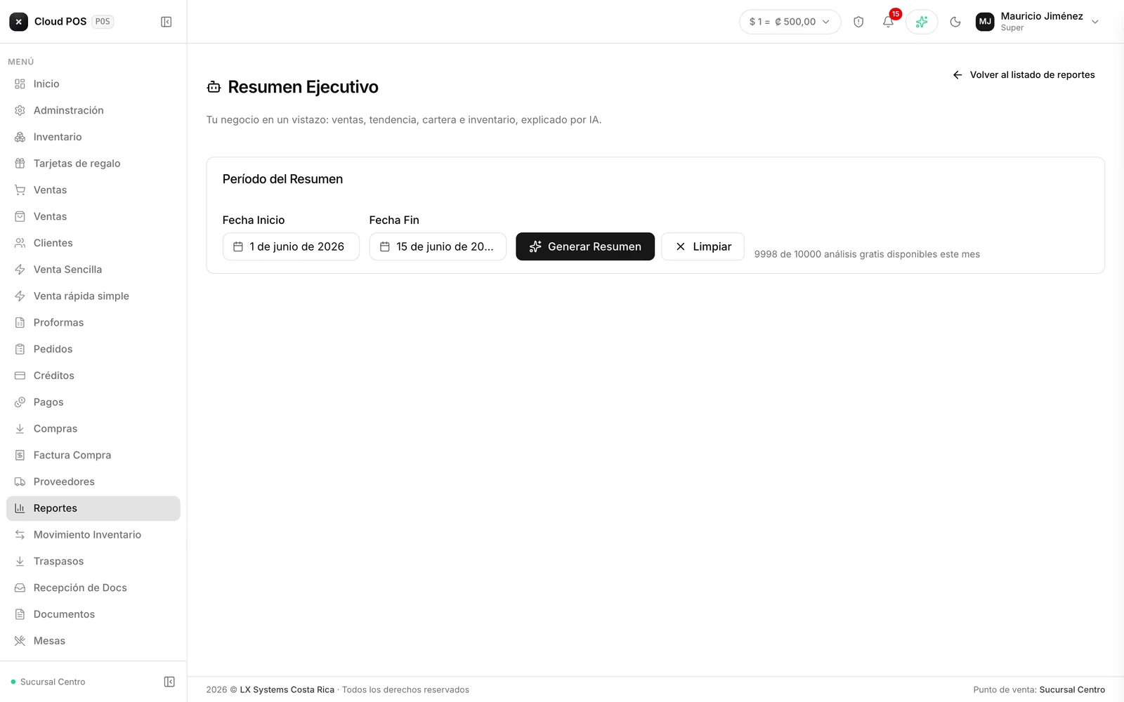 Resumen ejecutivo: El resumen ejecutivo: ventas, cartera e inventario en un solo vistazo.
