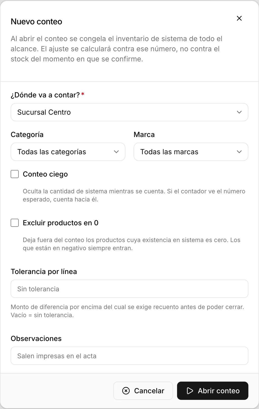 El diálogo de apertura: dónde se cuenta, si el conteo es ciego y desde qué monto se exige recuento.