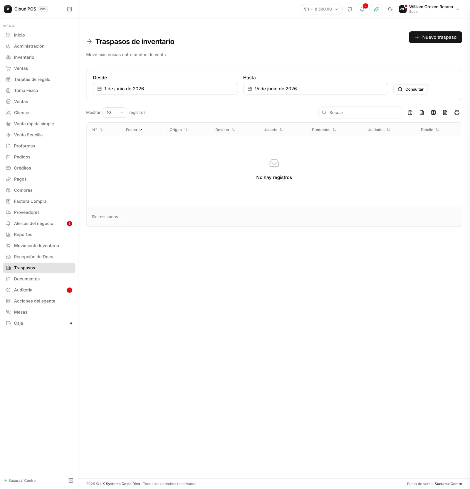 Los traspasos registrados.